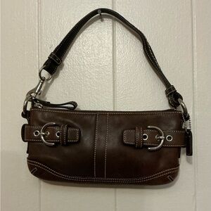 A Vintage Brown Y2K Rare Coach Soho Demi buckle baguette shoulder bag Handbag